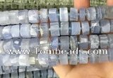 CRB2188 15.5 inches 11mm - 12mm faceted tyre blue chalcedony beads