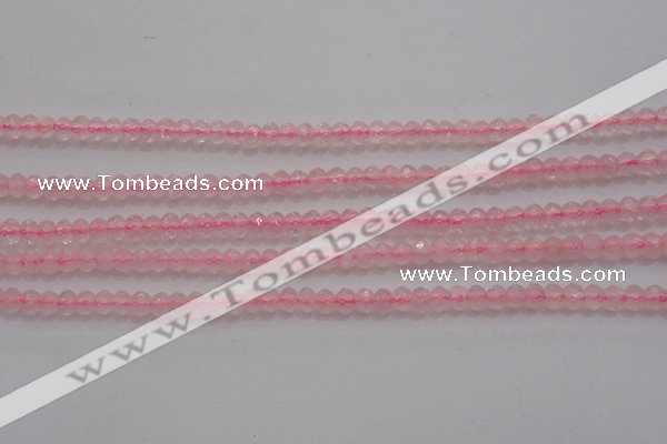 CRB220 15.5 inches 2.5*4mm faceted rondelle rose quartz beads