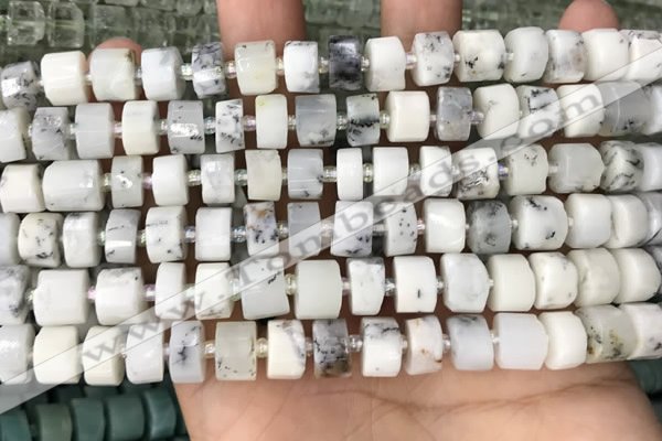 CRB2206 15.5 inches 8mm - 9mm faceted tyre white opal beads