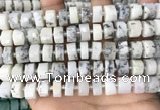 CRB2208 15.5 inches 11mm - 12mm faceted tyre white opal beads