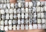 CRB2209 15.5 inches 13mm - 14mm faceted tyre white opal beads