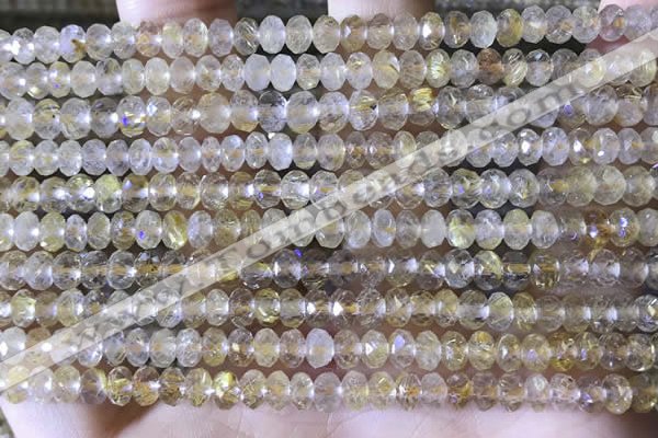 CRB2264 15.5 inches 3*5mm faceted rondelle golden rutilated quartz beads