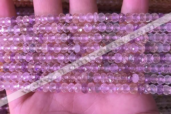 CRB2280 15.5 inches 3.5*5mm faceted rondelle mixed quartz beads