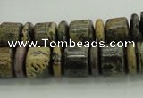 CRB250 15.5 inches 5*12mm - 10*12mm rondelle yellow artistic jasper beads