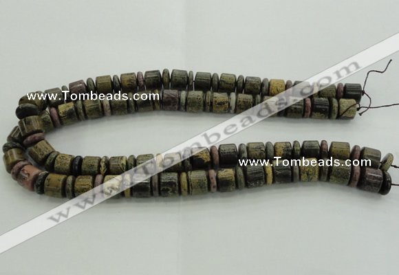 CRB250 15.5 inches 5*12mm - 10*12mm rondelle yellow artistic jasper beads