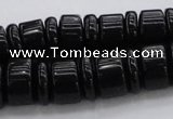 CRB254 15.5 inches 5*14mm - 10*14mm rondelle black agate beads