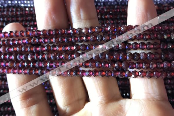 CRB2601 15.5 inches 2*3mm faceted rondelle red garnet beads