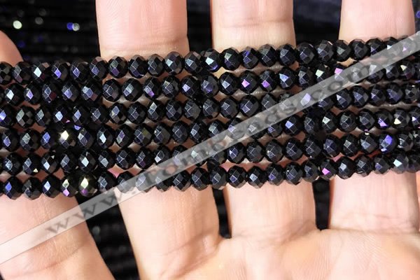 CRB2651 15.5 inches 3*4mm faceted rondelle black spinel beads