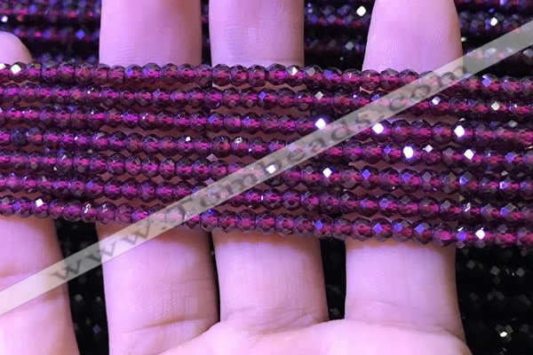 CRB2665 15.5 inches 2*3mm faceted rondelle red garnet beads