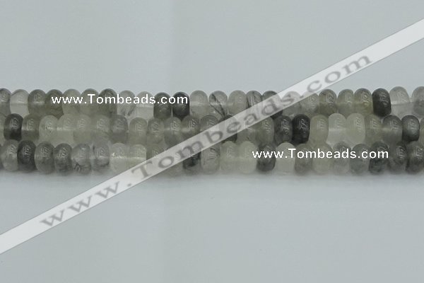 CRB2807 15.5 inches 6*10mm rondelle cloudy quartz beads wholesale