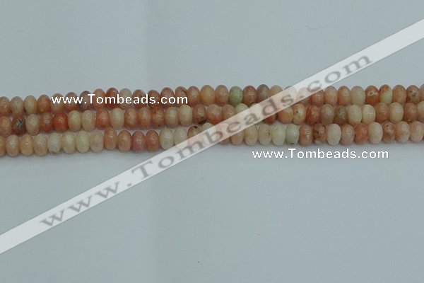 CRB2840 15.5 inches 4*6mm rondelle red plum blossom jade beads