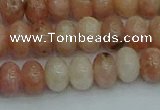 CRB2842 15.5 inches 6*10mm rondelle red plum blossom jade beads