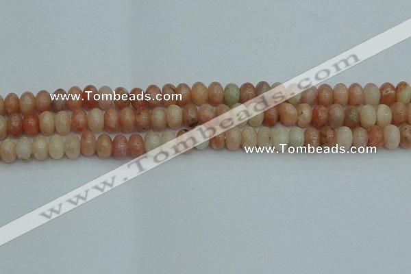 CRB2842 15.5 inches 6*10mm rondelle red plum blossom jade beads