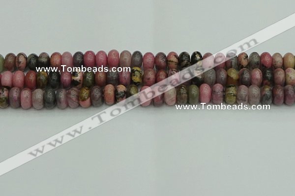 CRB2887 15.5 inches 6*10mm rondelle rhodonite beads wholesale