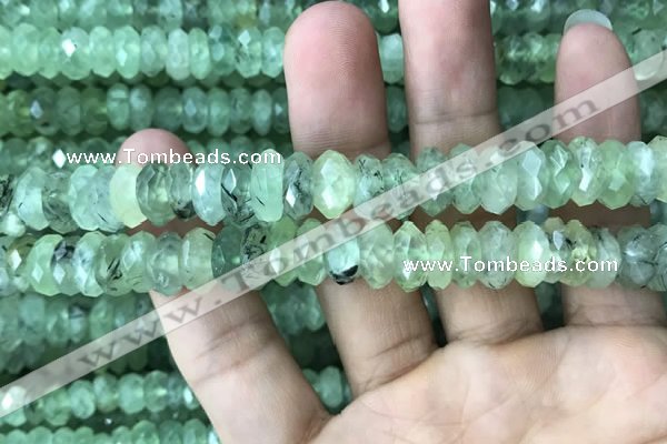 CRB3017 15.5 inches 6*12mm faceted rondelle prehnite beads