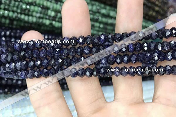 CRB3033 15.5 inches 4*6mm faceted rondelle blue goldstone beads