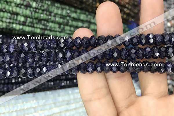 CRB3034 15.5 inches 5*8mm faceted rondelle blue goldstone beads