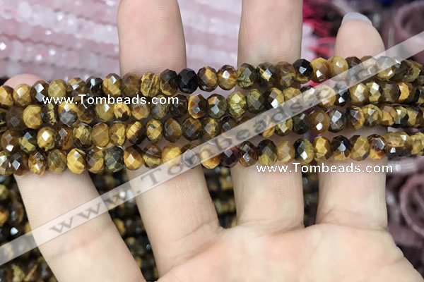 CRB3039 15.5 inches 4*6mm faceted rondelle yellow tiger eye beads