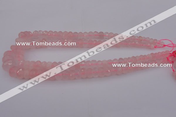 CRB304 15.5 inches 5*8mm - 10*14mm faceted rondelle rose quartz beads