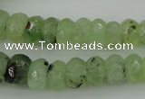 CRB305 5*8mm - 10*14mm faceted rondelle green rutilated quartz beads