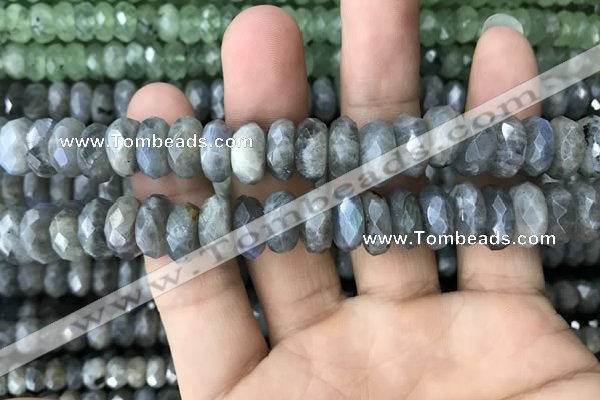 CRB3051 15.5 inches 6*12mm faceted rondelle labradorite beads