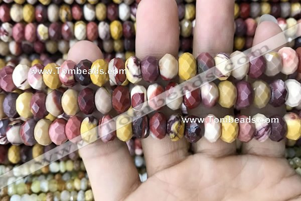 CRB3055 15.5 inches 6*10mm faceted rondelle mookaite beads