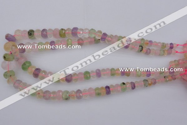 CRB306 5*8mm - 10*14mm faceted rondelle multicolor quartz beads