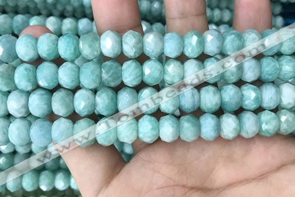 CRB3073 15.5 inches 7*10mm faceted rondelle amazonite gemstone beads