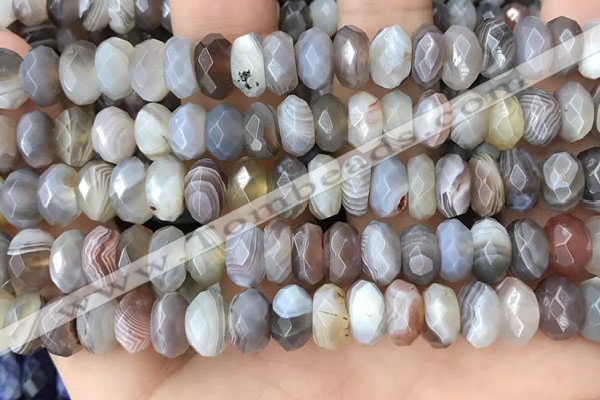 CRB3075 15.5 inches 5*10mm faceted rondelle Botswana agate beads