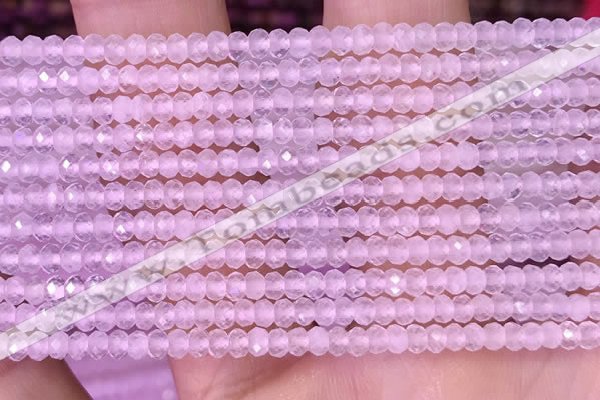 CRB3101 15.5 inches 2*3mm faceted rondelle tiny rose quartz beads