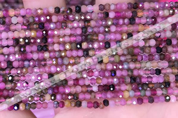 CRB3108 15.5 inches 2*3mm faceted rondelle tiny tourmaline beads