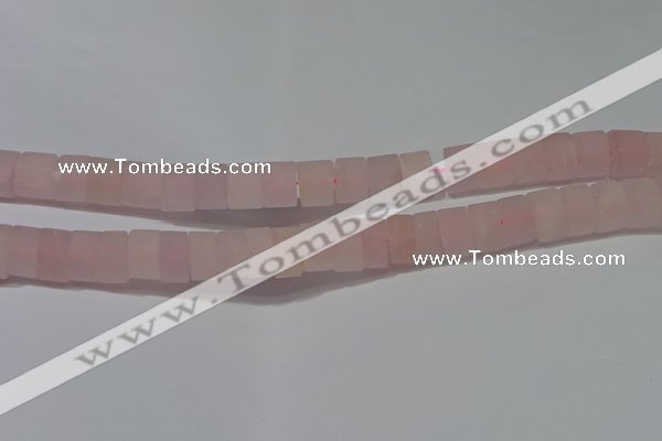 CRB311 15.5 inches 8*12mm tyre matte rose quartz beads wholesale