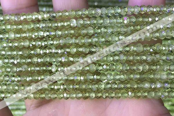 CRB3156 15.5 inches 2.5*4mm faceted rondelle tiny peridot beads