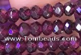 CRB3158 15.5 inches 2.5*4mm faceted rondelle tiny red garnet beads