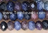 CRB3161 15.5 inches 2.5*4mm faceted rondelle tiny ruby & sapphire beads