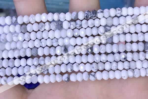 CRB3165 15.5 inches 2.5*4mm faceted rondelle tiny white howlite beads