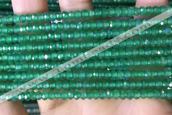 CRB3171 15.5 inches 2.5*4mm faceted rondelle tiny green agate beads