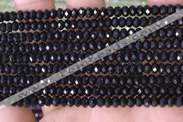 CRB3180 15.5 inches 2.5*4mm faceted rondelle tiny black spinel beads