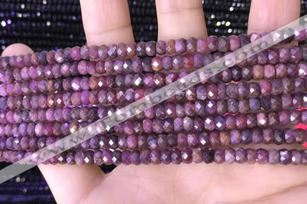 CRB3187 15.5 inches 3*5mm faceted rondelle tiny ruby gemstone beads