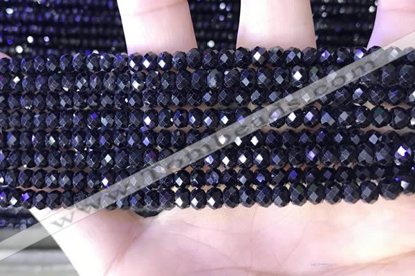 CRB3188 15.5 inches 3*5mm faceted rondelle tiny black spinel beads