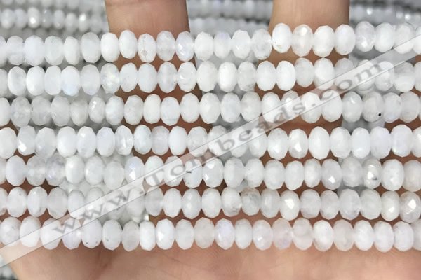 CRB3210 15.5 inches 3.5*6mm faceted rondelle white moonstone beads