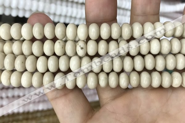 CRB4072 15.5 inches 5*8mm rondelle white fossil jasper beads wholesale