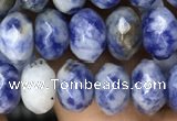 CRB4115 15.5 inches 5*8mm faceted rondelle blue spot stone beads