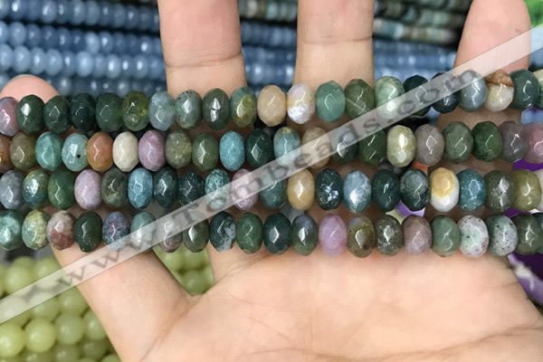 CRB4120 15.5 inches 5*8mm faceted rondelle Indian agate beads