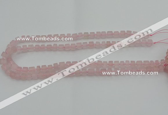 CRB450 15.5 inche 5*8mm tyre matte rose quartz gemstone beads