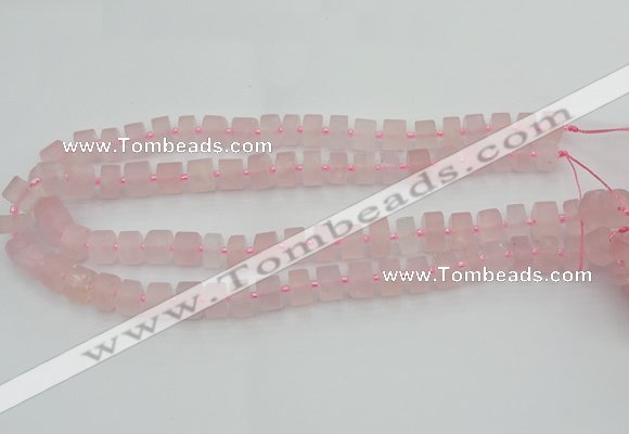 CRB452 15.5 inche 7*11mm tyre matte rose quartz gemstone beads