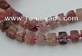 CRB459 15.5 inche 5*8mm tyre matte strawberry quartz gemstone beads