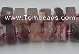 CRB461 15.5 inche 8*12mm tyre matte strawberry quartz gemstone beads