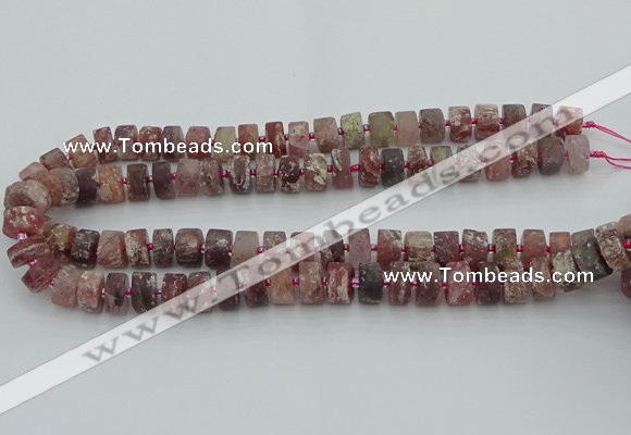 CRB461 15.5 inche 8*12mm tyre matte strawberry quartz gemstone beads