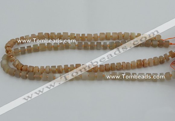 CRB462 15.5 inche 5*8mm tyre matte moonstone gemstone beads